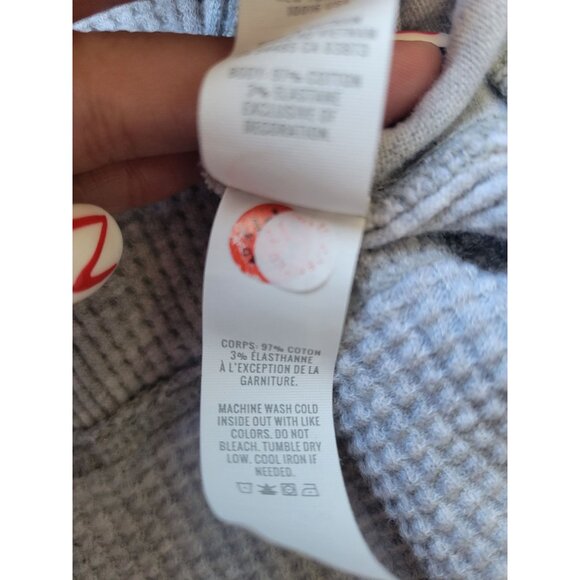 Offline by Aerie Gray V-Neck Waffle Knit Size L Oversized Y2K 90s Casual Boho - Picture 10 of 10